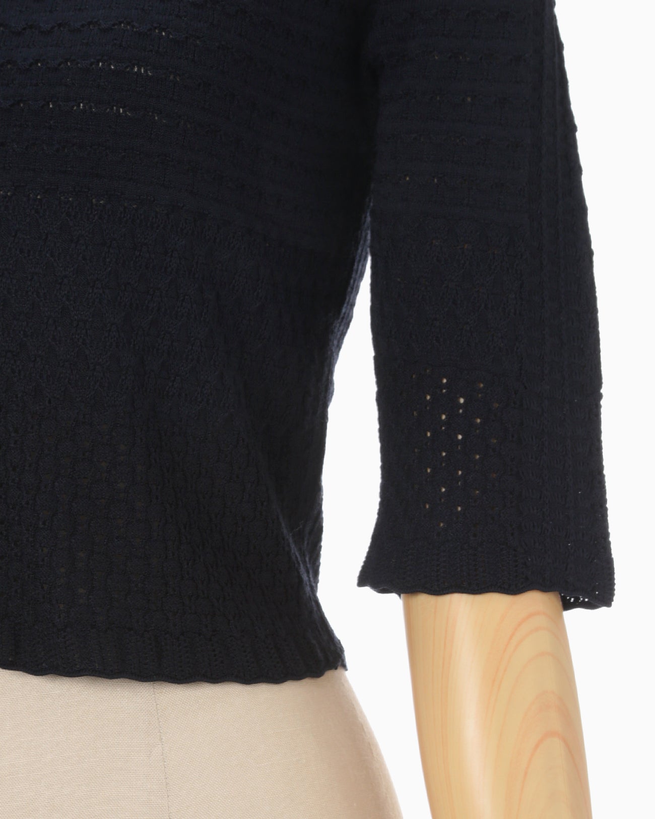 Lace Knitted Top - navy