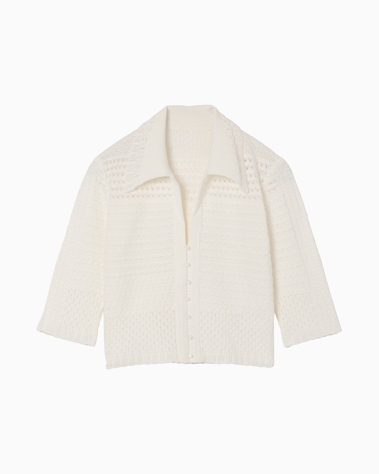 Mame Kurogouchi Lace Knitted Top - white