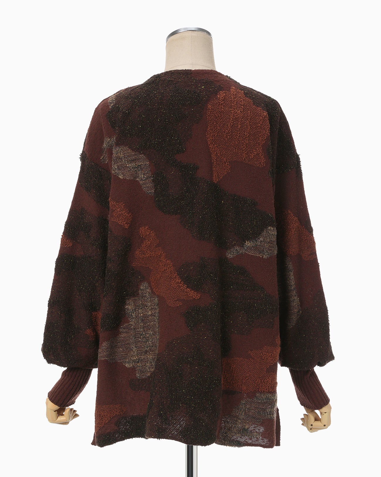 Pile Jacquard Knitted Cardigan - brown