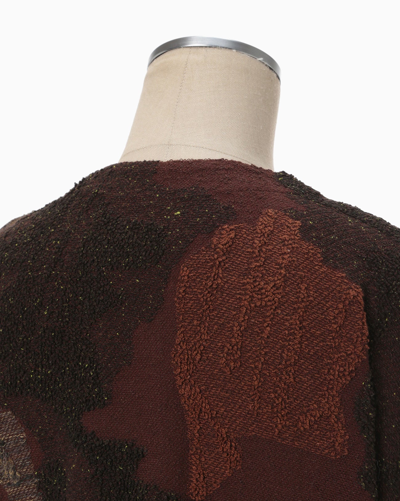 Pile Jacquard Knitted Cardigan - brown