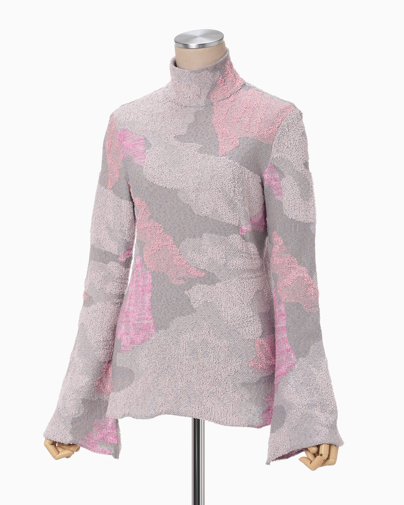 Pile Jacquard Knitted High Neck Top - lavender