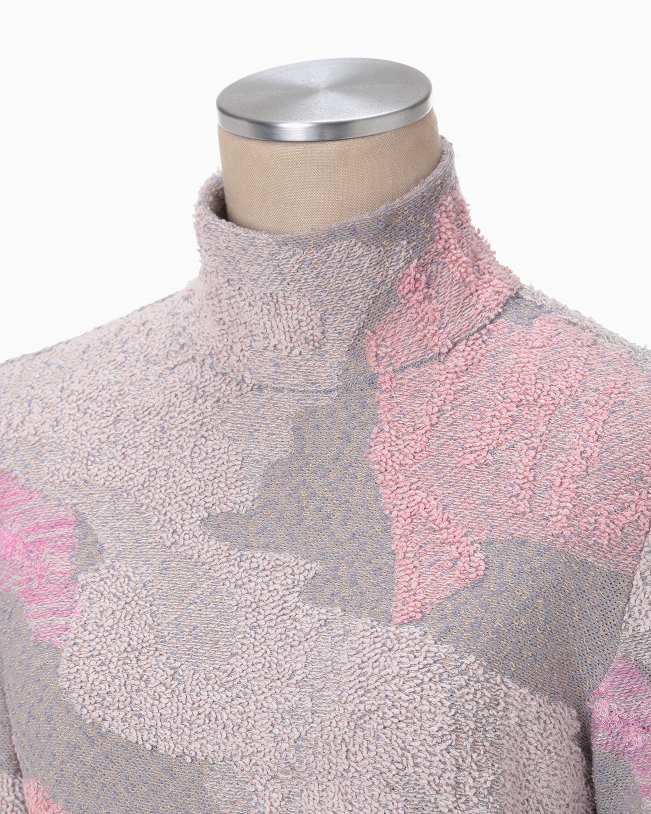 Pile Jacquard Knitted High Neck Top - lavender