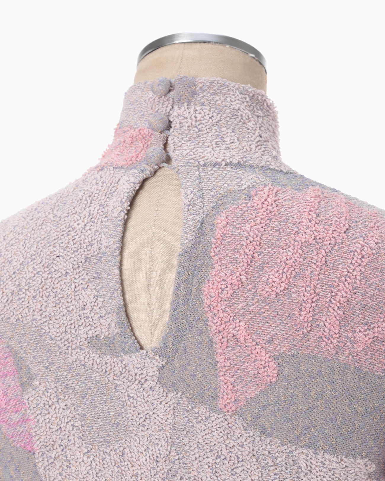 Pile Jacquard Knitted High Neck Top - lavender