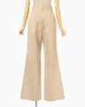 Cotton Chino Flared Wide Trousers - beige