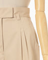 Cotton Chino Flared Wide Trousers - beige