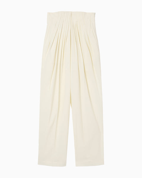 Dry Touch Cotton High Waisted Trousers - ecru