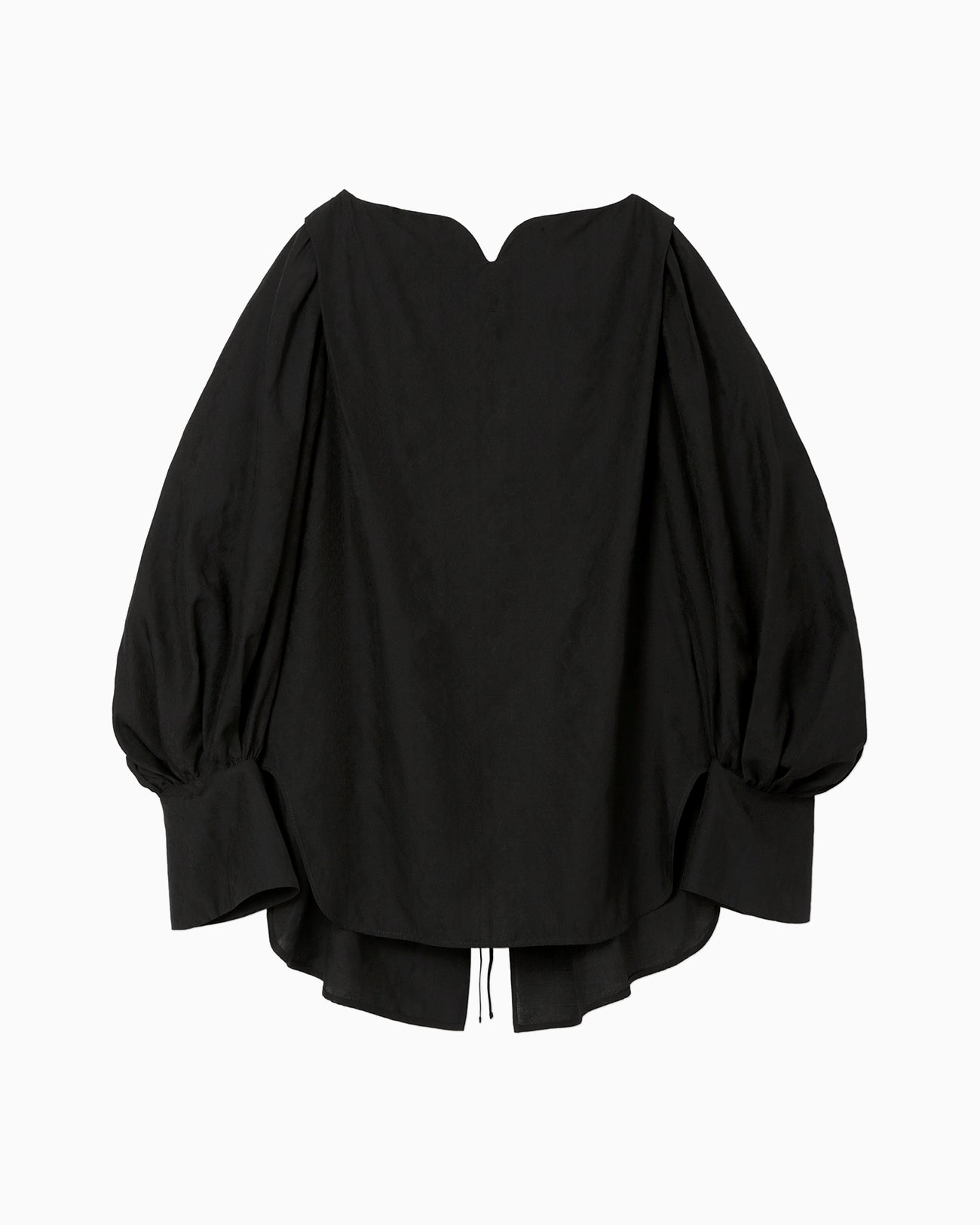 Floral Pattern Silk Rayon Jacquard Laced-Back Blouse - black