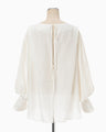 Floral Pattern Silk Rayon Jacquard Laced-Back Blouse - white