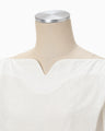 Floral Pattern Silk Rayon Jacquard Laced-Back Blouse - white