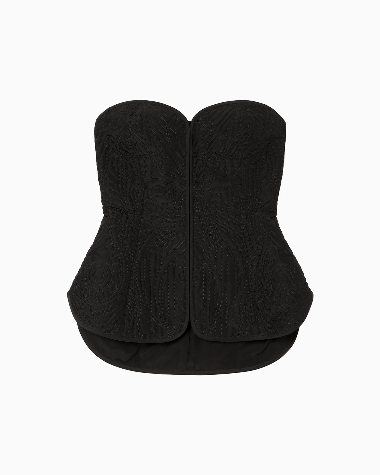 Floral Quilted Silk Bustier - black