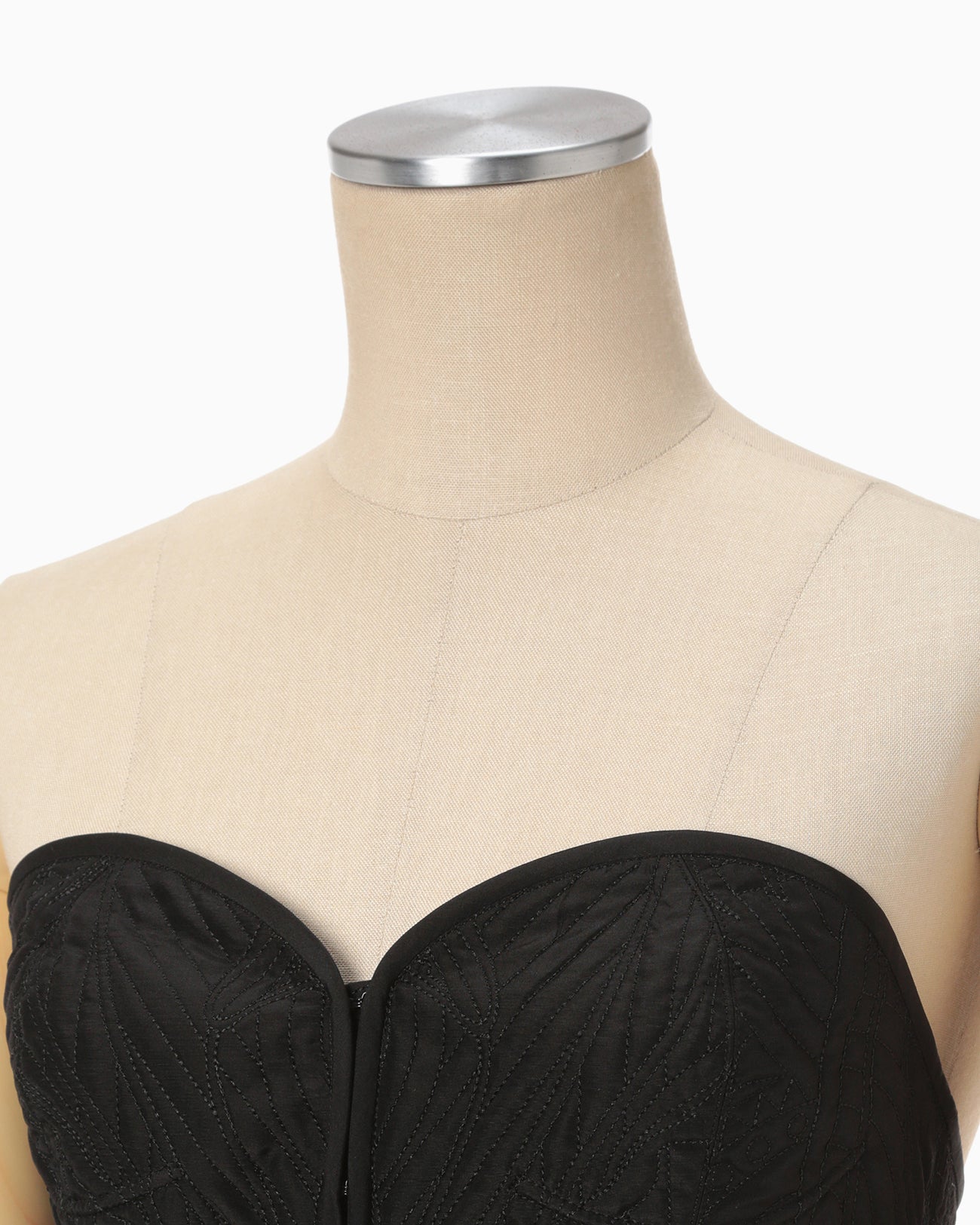 Floral Quilted Silk Bustier - black