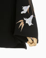 Triacetate Floral Embroidery Blouse - black