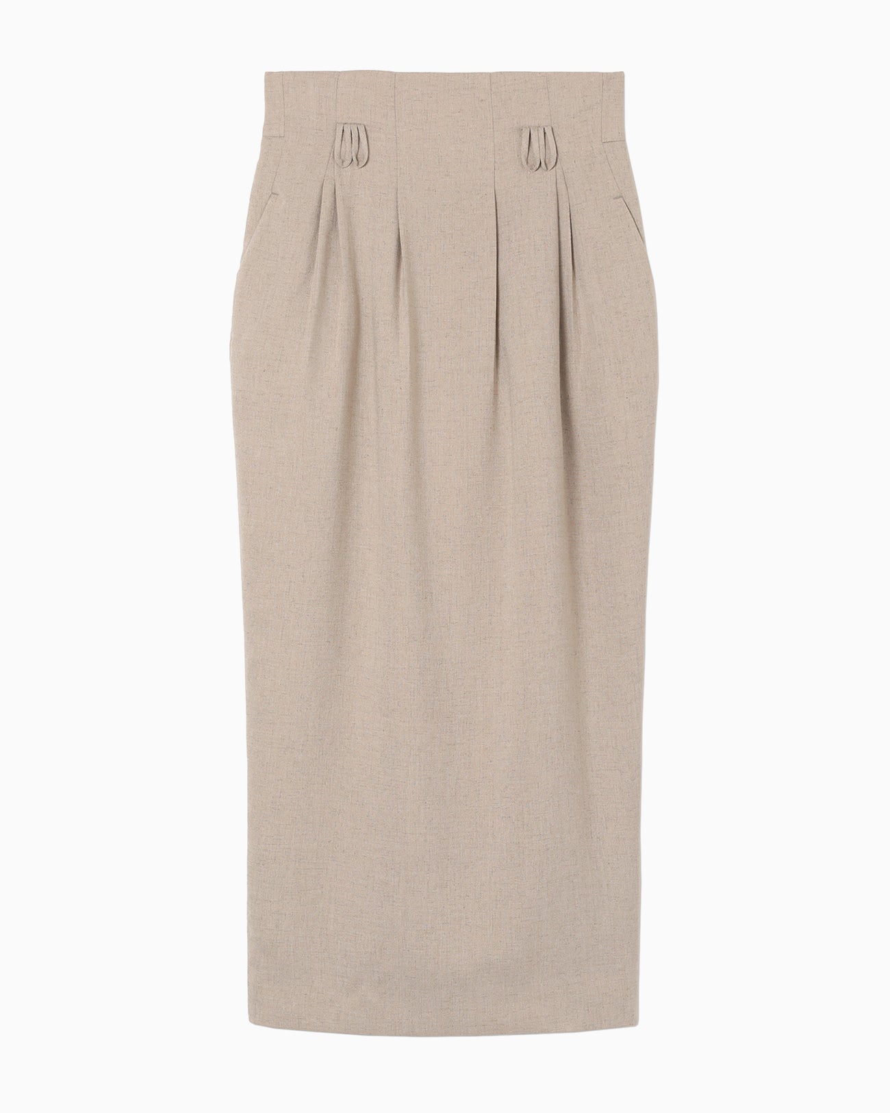 Linen Touch Triacetate Cocoon Skirt - beige