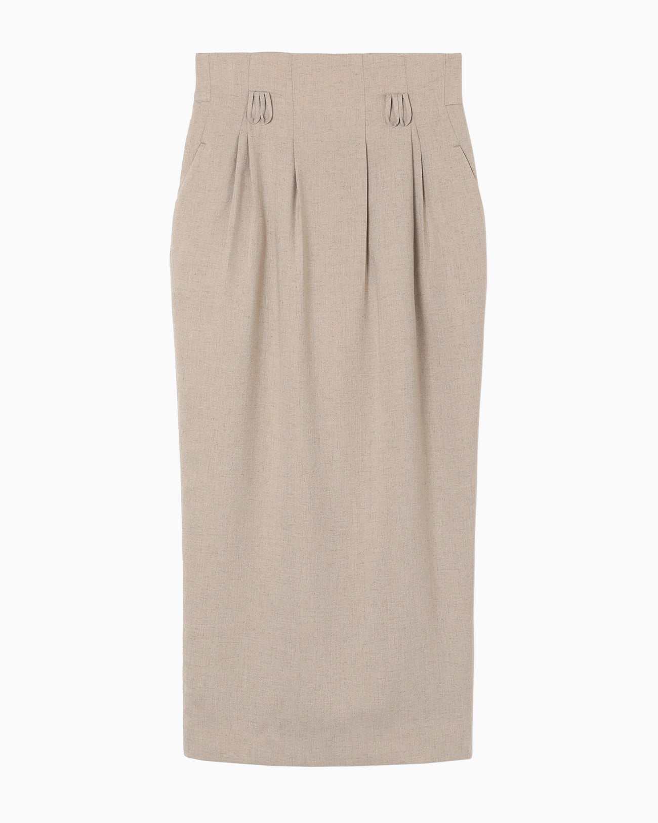 Linen Touch Triacetate Cocoon Skirt - beige