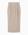 Linen Touch Triacetate Cocoon Skirt - beige