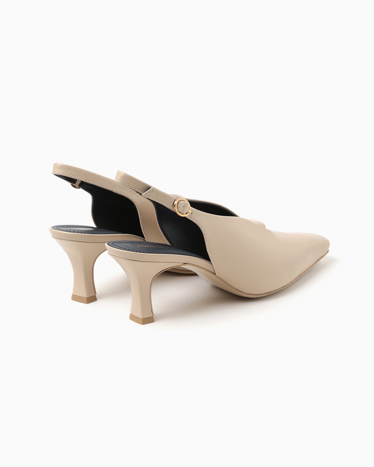 Curved Line Sling Back Heels - beige