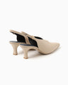 Curved Line Sling Back Heels - beige