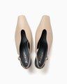 Curved Line Sling Back Heels - beige