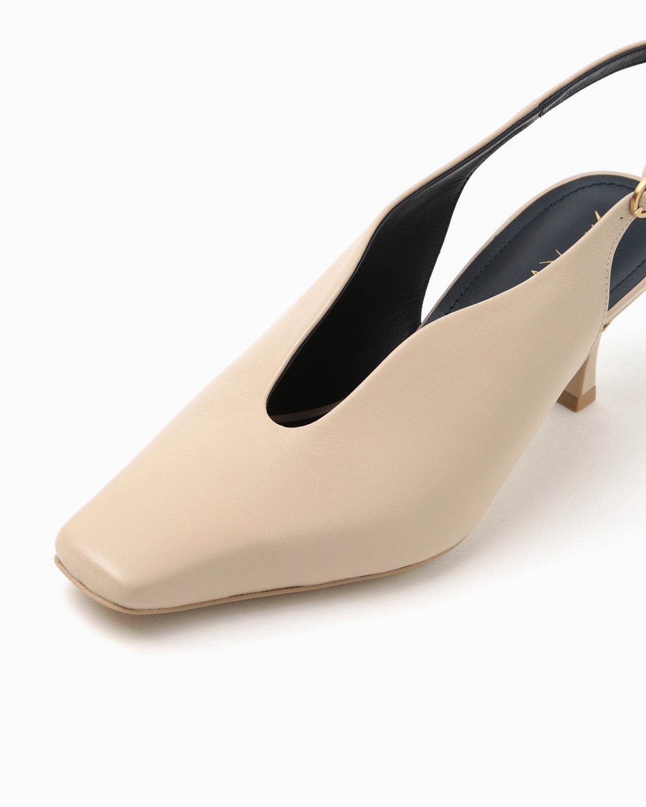 Curved Line Sling Back Heels - beige