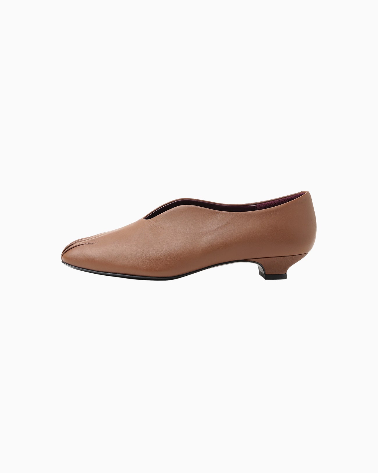 Curved Line Low Heel Slip-on - brown
