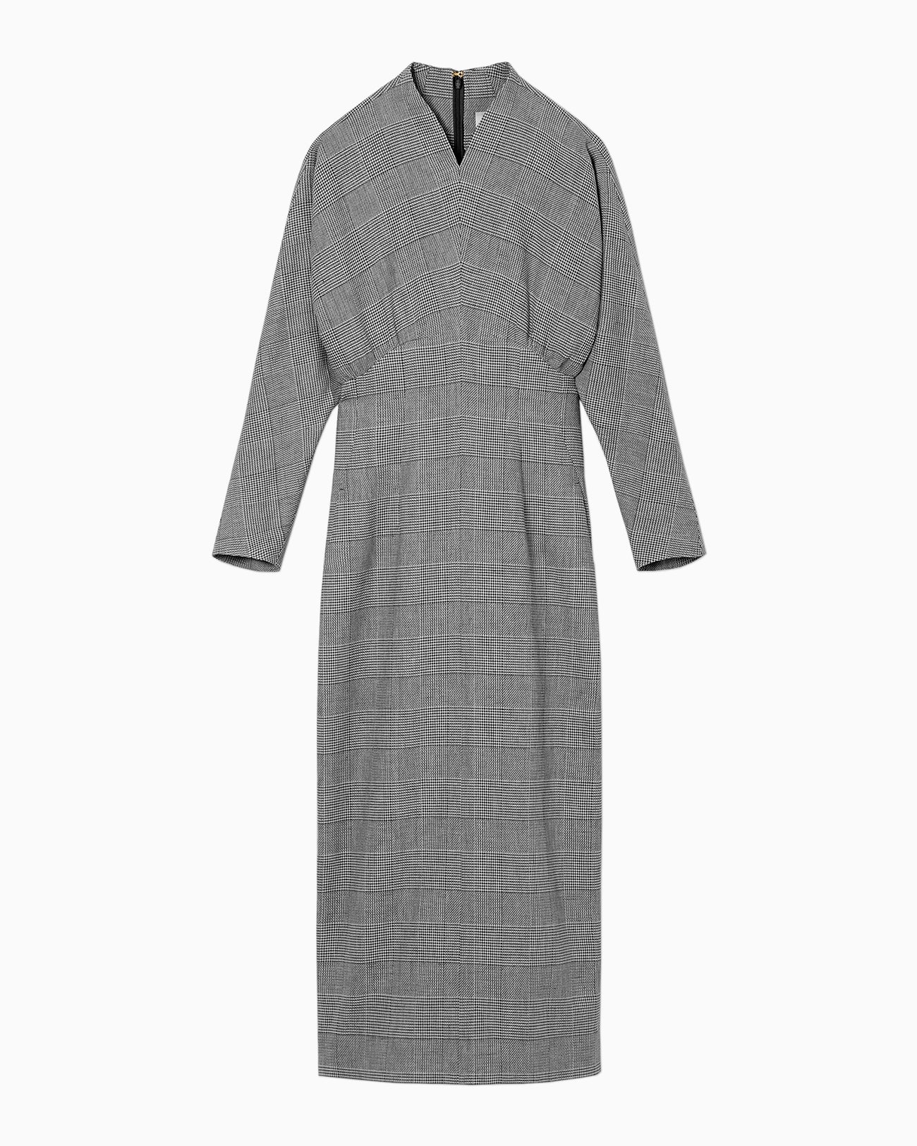 Houndstooth Geometric Plaid Dress - black