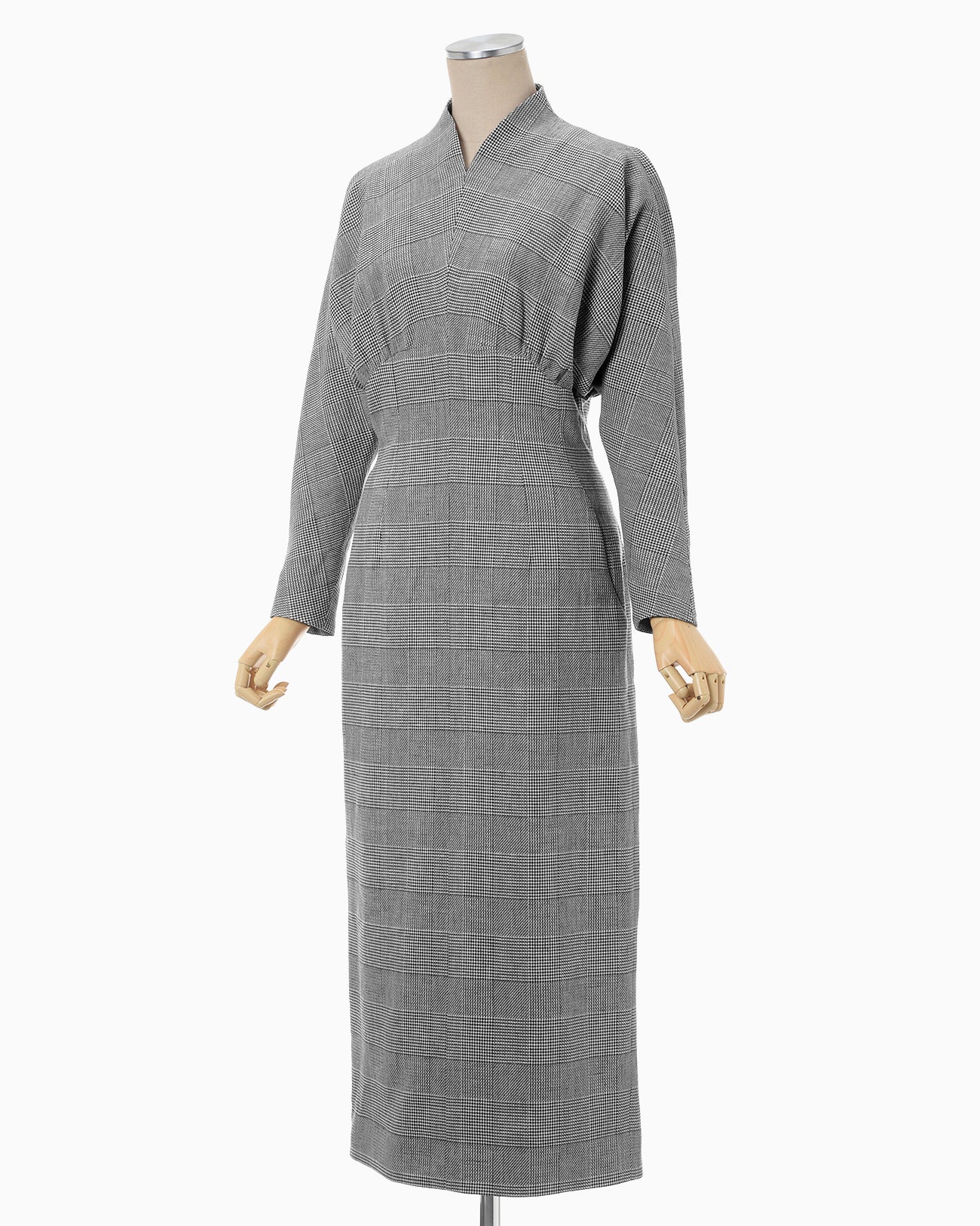 Houndstooth Geometric Plaid Dress - black
