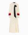 Crane Pattern Jacquard Hand-Dyed Dress - ecru