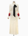 Crane Pattern Jacquard Hand-Dyed Dress - ecru