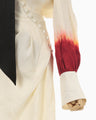 Crane Pattern Jacquard Hand-Dyed Dress - ecru
