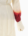 Crane Pattern Jacquard Hand-Dyed Dress - ecru