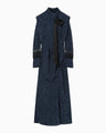 Crane Pattern Jacquard Hand-Dyed Dress - navy