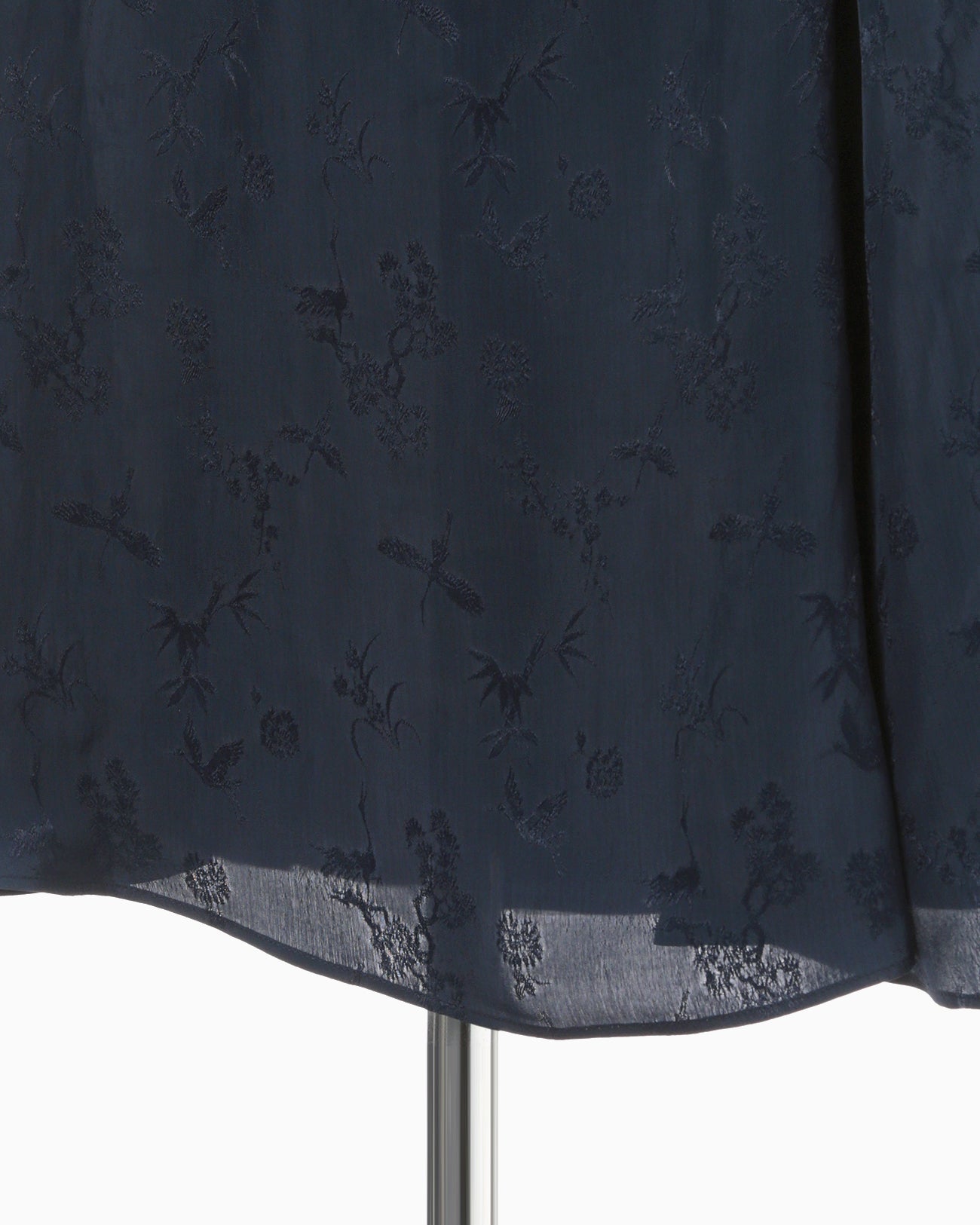 Crane Pattern Jacquard Hand-Dyed Dress - navy