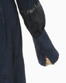 Crane Pattern Jacquard Hand-Dyed Dress - navy