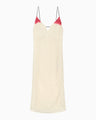 Crane Pattern Jacquard Hand-Dyed Slip Dress - ecru