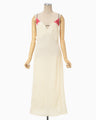 Crane Pattern Jacquard Hand-Dyed Slip Dress - ecru