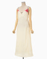 Crane Pattern Jacquard Hand-Dyed Slip Dress - ecru
