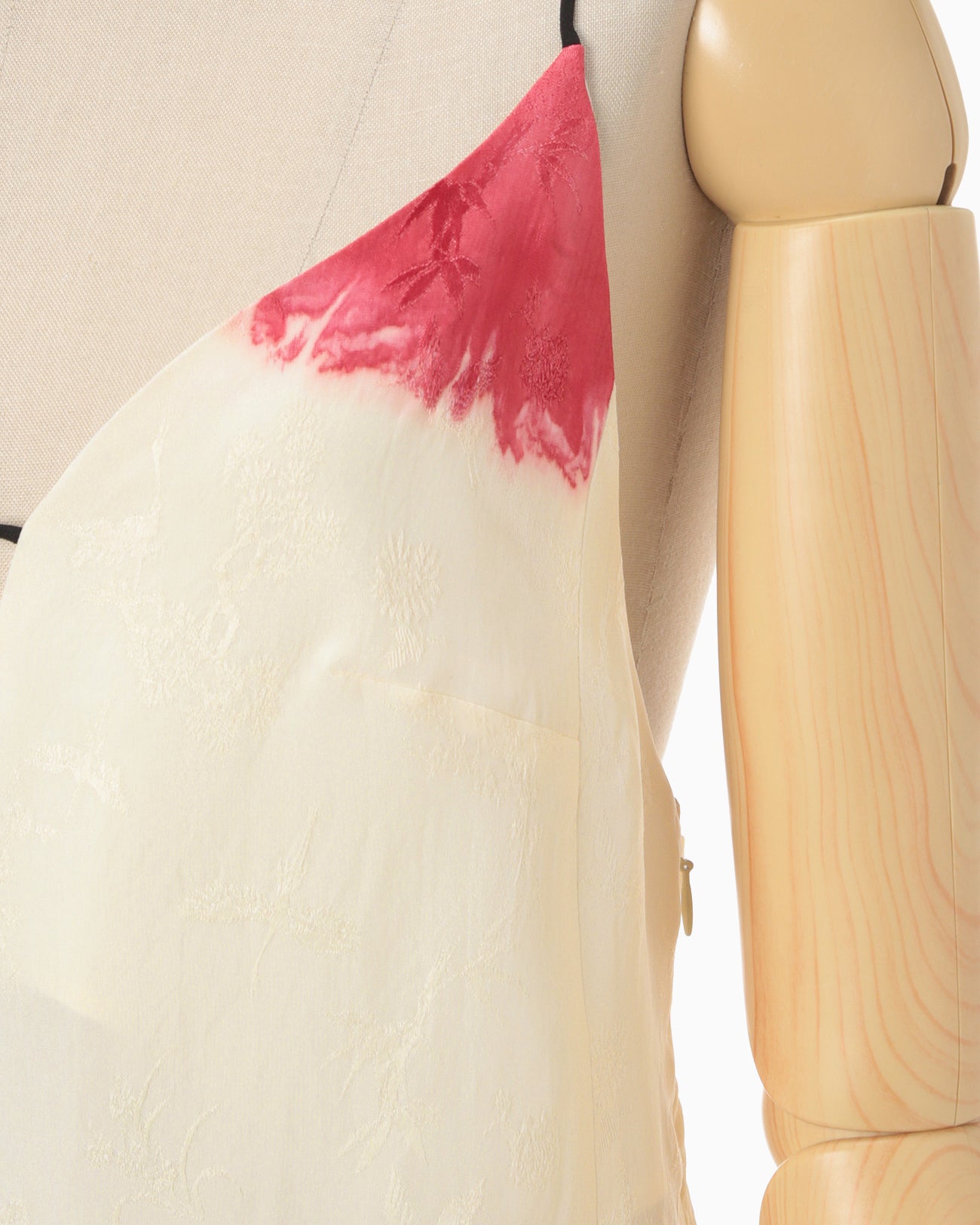 Crane Pattern Jacquard Hand-Dyed Slip Dress - ecru