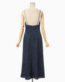 Crane Pattern Jacquard Hand-Dyed Slip Dress - navy