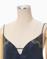 Crane Pattern Jacquard Hand-Dyed Slip Dress - navy