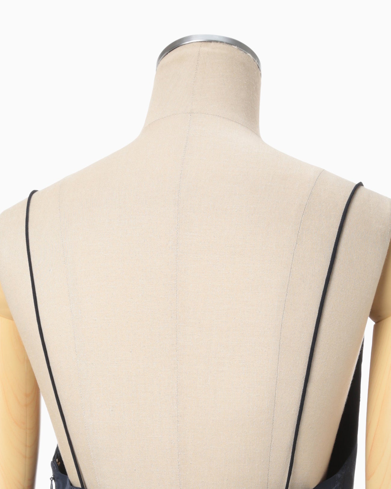 Crane Pattern Jacquard Hand-Dyed Slip Dress - navy