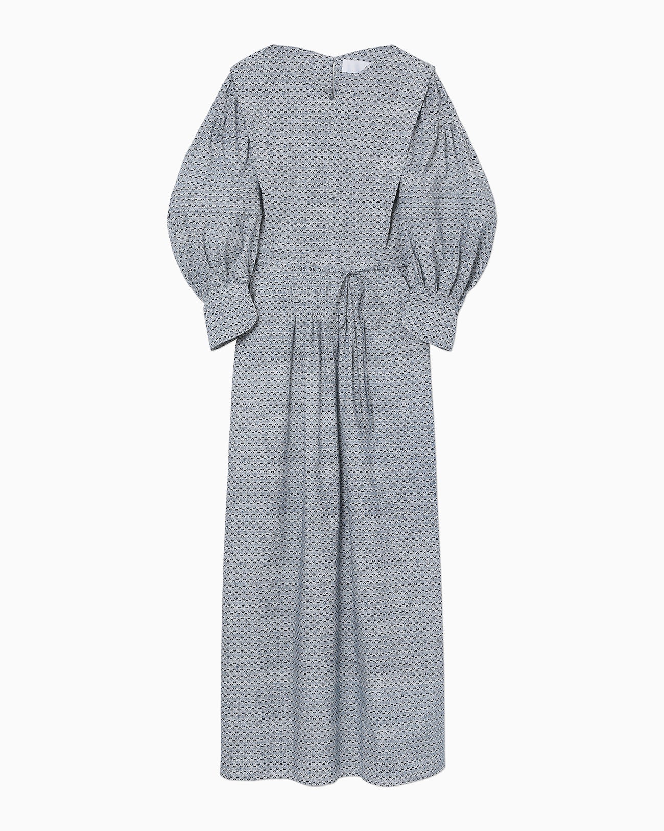 Crane Pattern Hand Printed Dress - navy
