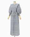 Crane Pattern Hand Printed Dress - navy