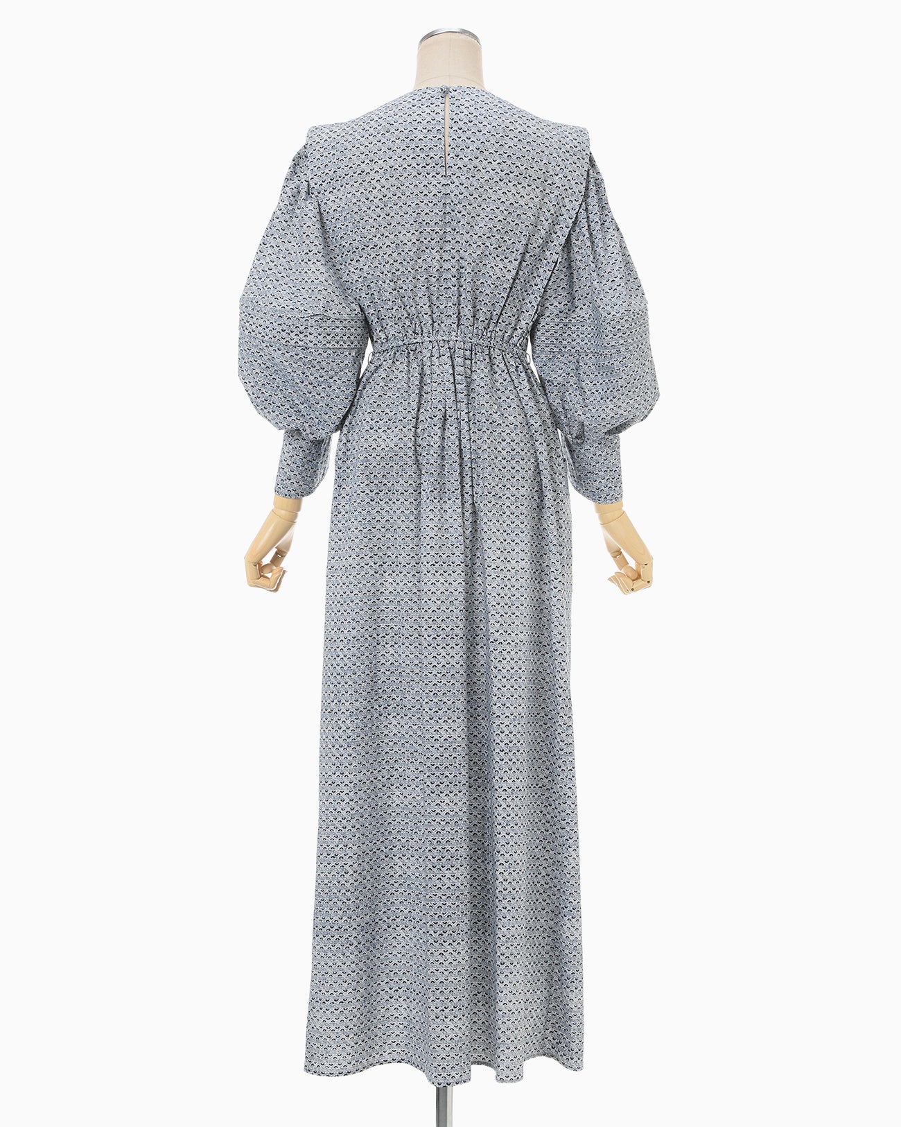 Crane Pattern Hand Printed Dress - navy