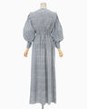 Crane Pattern Hand Printed Dress - navy