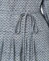 Crane Pattern Hand Printed Dress - navy