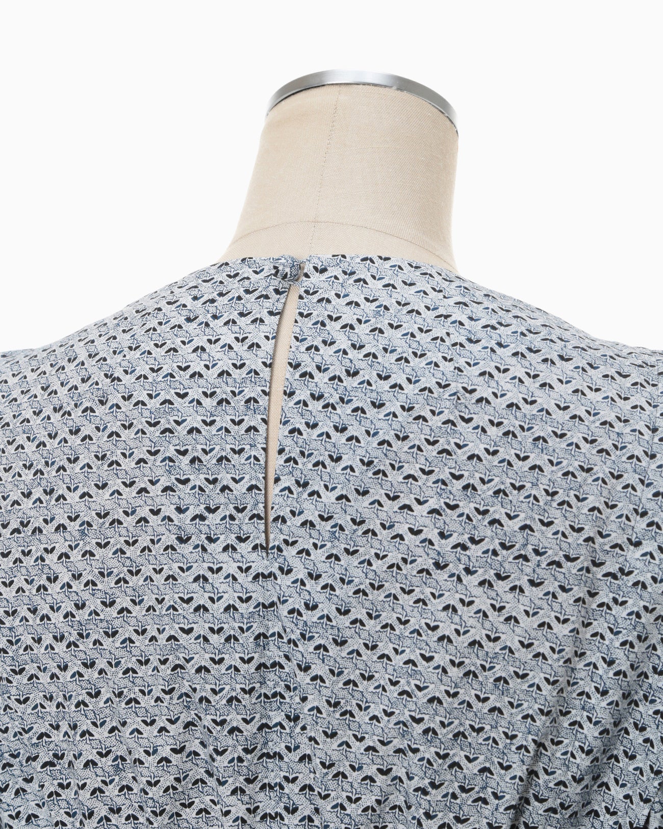 Crane Pattern Hand Printed Dress - navy