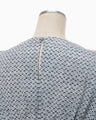 Crane Pattern Hand Printed Dress - navy