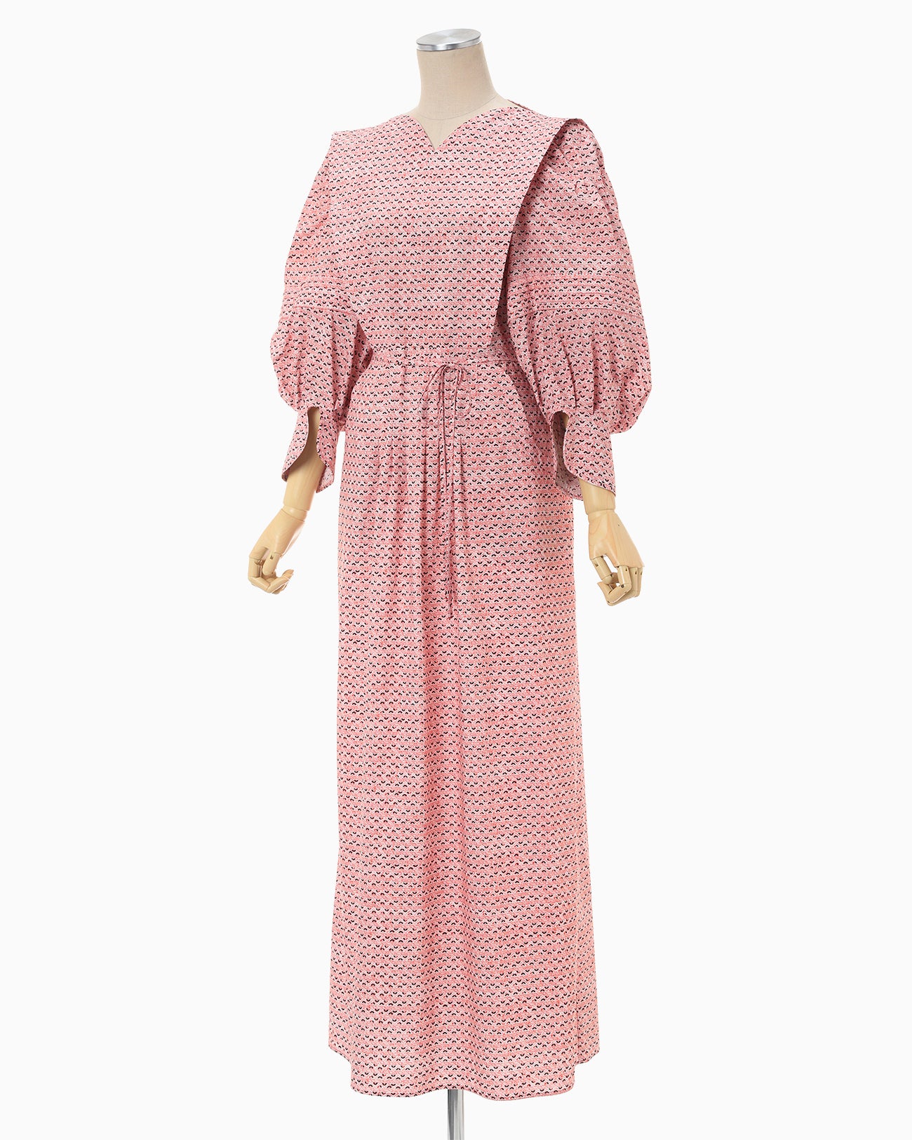 Crane Pattern Hand Printed Dress - vermillion