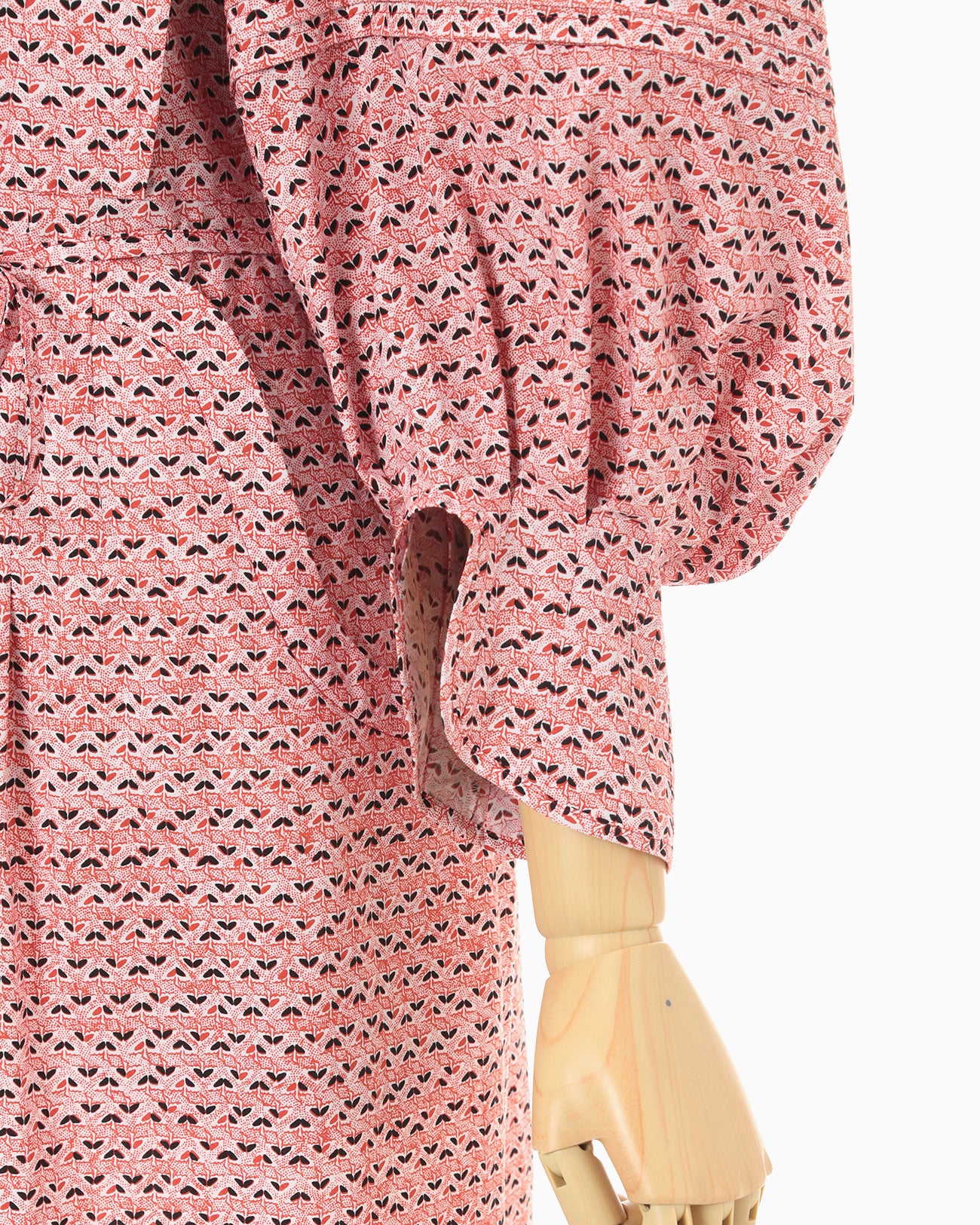 Crane Pattern Hand Printed Dress - vermillion