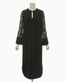 Floral Lace Sleeve Dress - black
